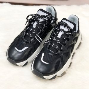 Ash EXTREME Black Silver Leather Trainers